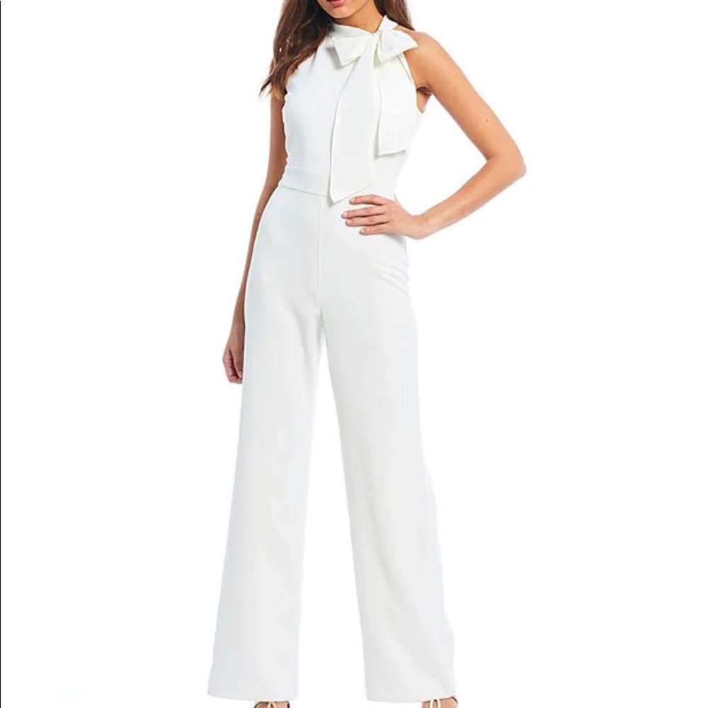 Vince Camuto Sleeveless Bow Mock Neck Jumpsuit.